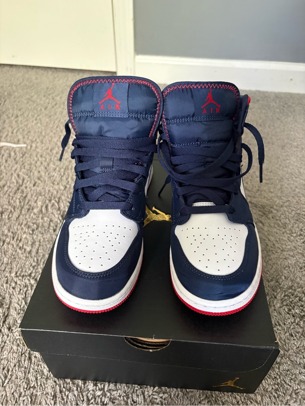 Jordan Kids Navy/White/Red High-Top Sneakers